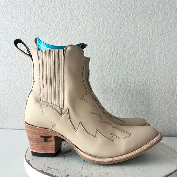 Lane CHELSEA Womens Cowboy Bootie 8 Western Pale Ivory Short Cowgirl Ankle Boots - Picture 2 of 12